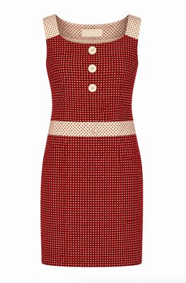 Red Summer Tweed Shift Dress