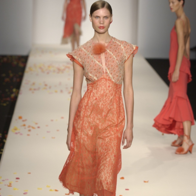 Little Roses Chiffon Print Dress with French Lace Little Roses Chiffon Print Dress with French Lace