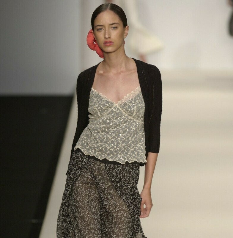 Monochrome Print Silk Skirt
