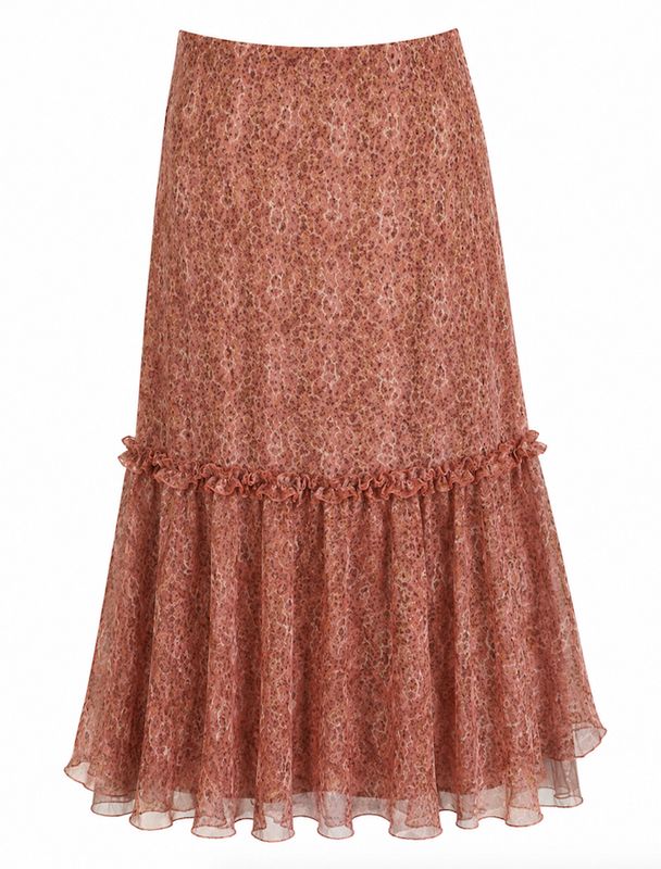 Floral Print Silk Skirt
