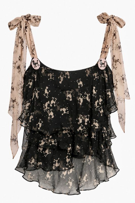 Poodle Print Silk Top Poodle Print Silk Top