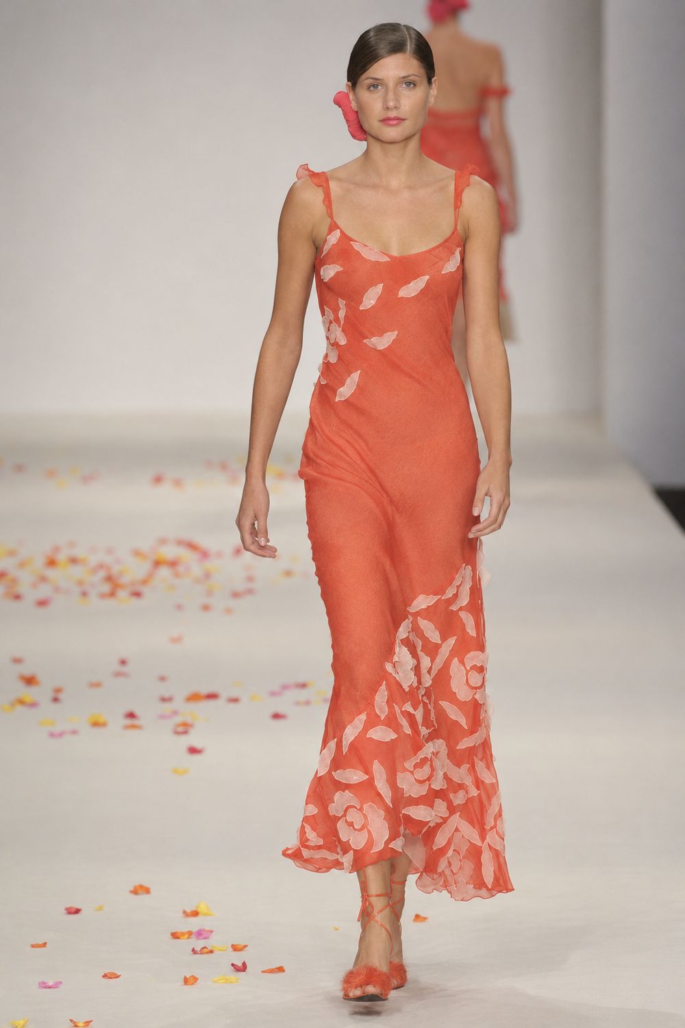Silk Rose Petals Long Evening Dress
