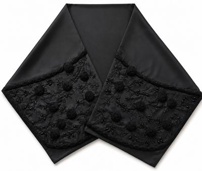 Black Silk Shawl with Silk Roses