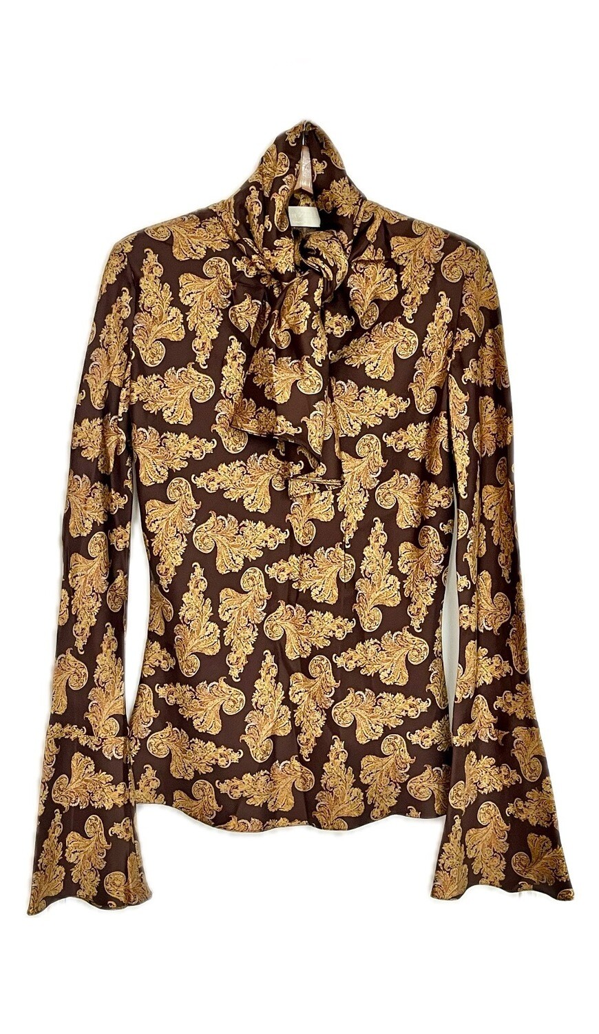 Silk Paisley Print Tie Neck Blouse Silk Paisley Print Tie Neck Blouse