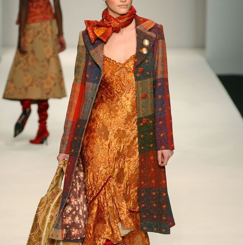 Wool Coat in Patchwork Design