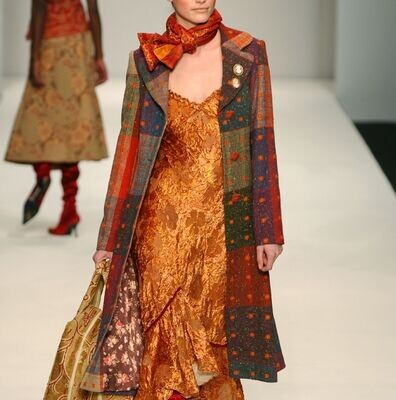 Wool Coat in Patchwork Design