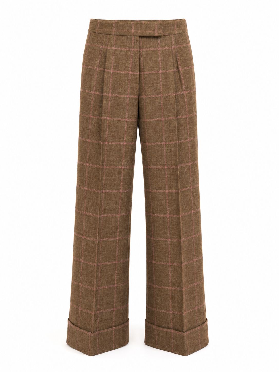 Checked Wool Flared Trousers