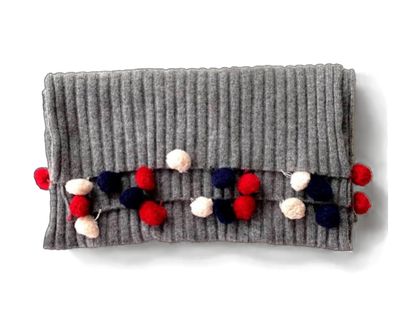 Grey Cashmere scarf with Nautical Pom Pom