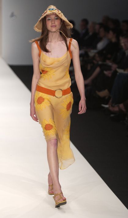 Sunflower Print Silk Dress