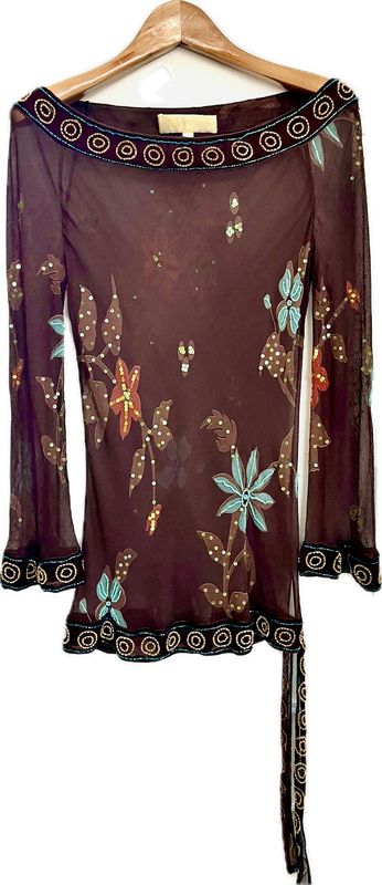 Painted Silk chiffon Beaded Top