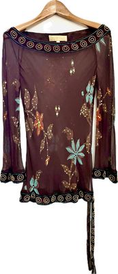 Painted Silk chiffon Beaded Top Painted Silk chiffon Beaded Top