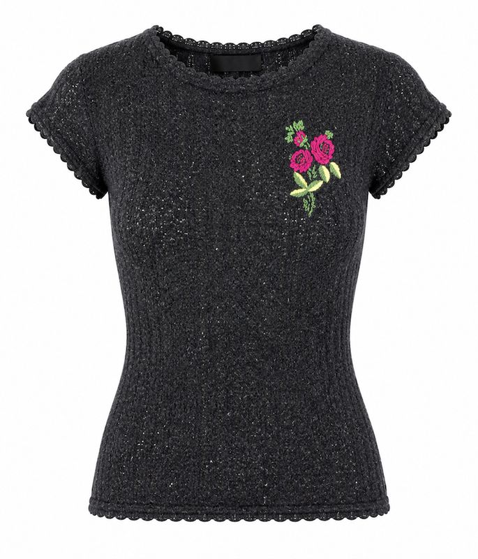 Cashmere Short Sleeve Lacy Knit Top Cashmere Short Sleeve Lacy Knit Top