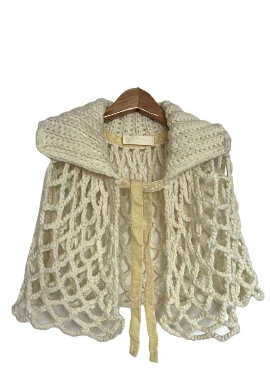Crochet Cream Wool Cape