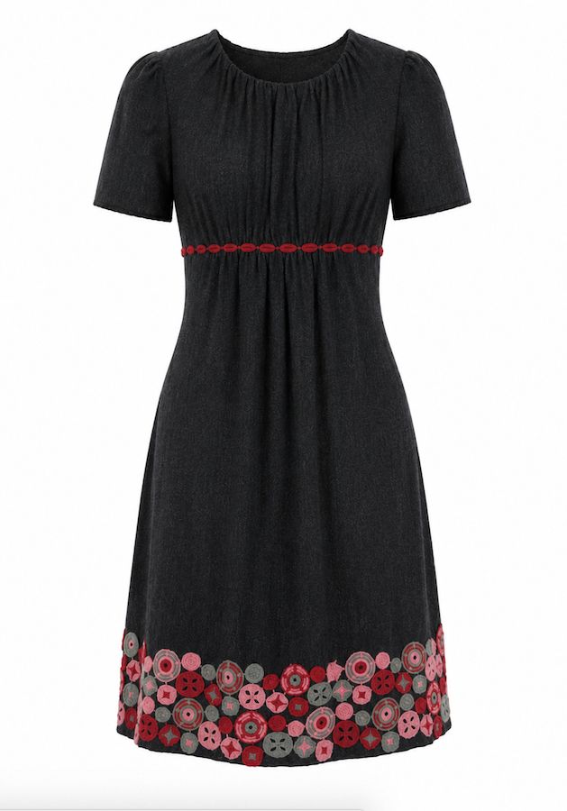 Charcoal Grey Embellished Shift Dress Charcoal Grey Embellished Shift Dress