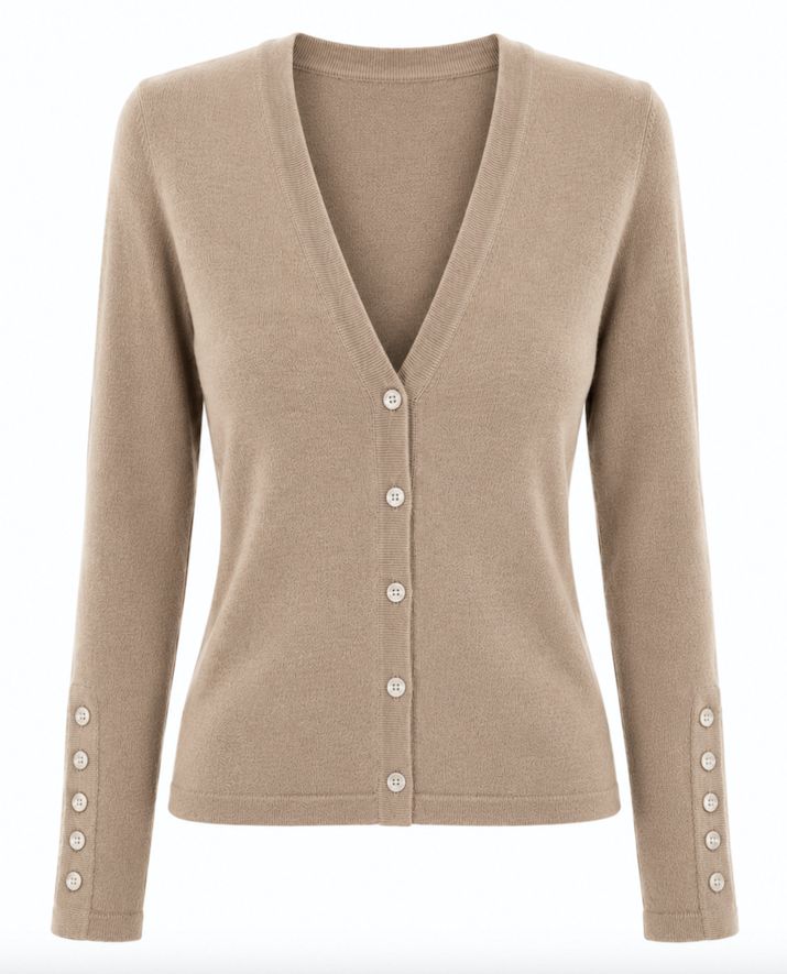 Wool Cardigan with buttoned sleeve