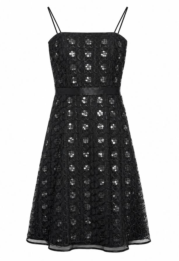 Black Embroidered Silk Organza Dress with Sequin Detail Black Embroidered Silk Organza Dress with Sequin Detail