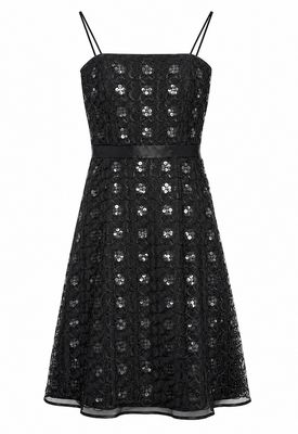 Black Embroidered Silk Organza Dress with Sequin Detail Black Embroidered Silk Organza Dress with Sequin Detail