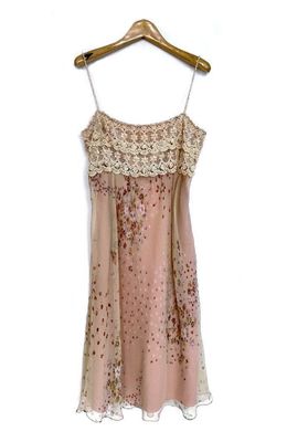 Beaded Silk Flower Print  Dress
