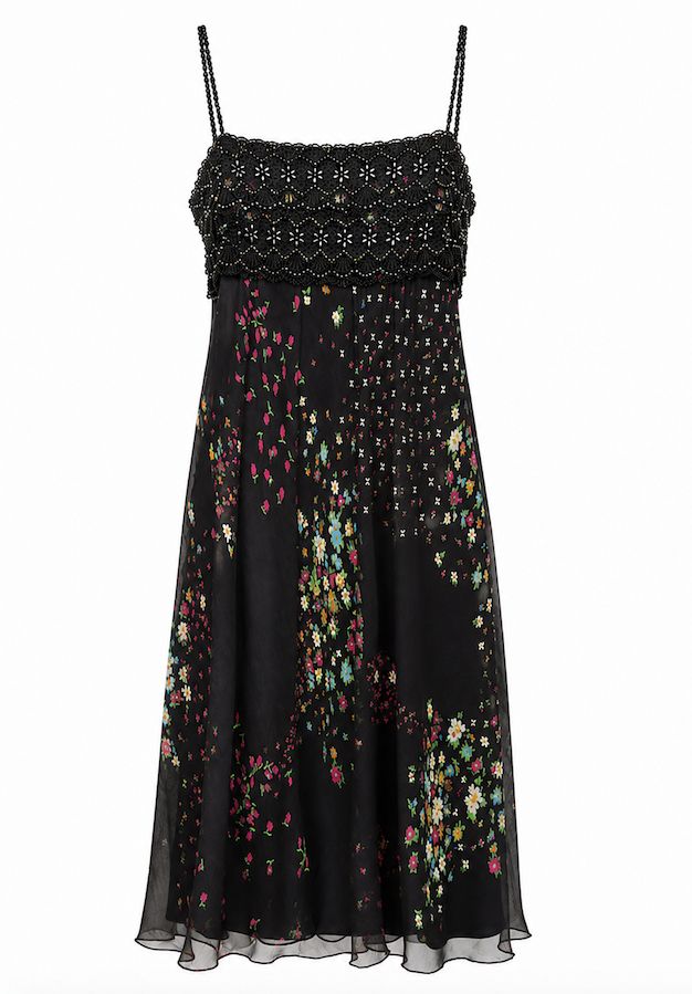 Midnight Garden Beaded Silk Chiffon Dress