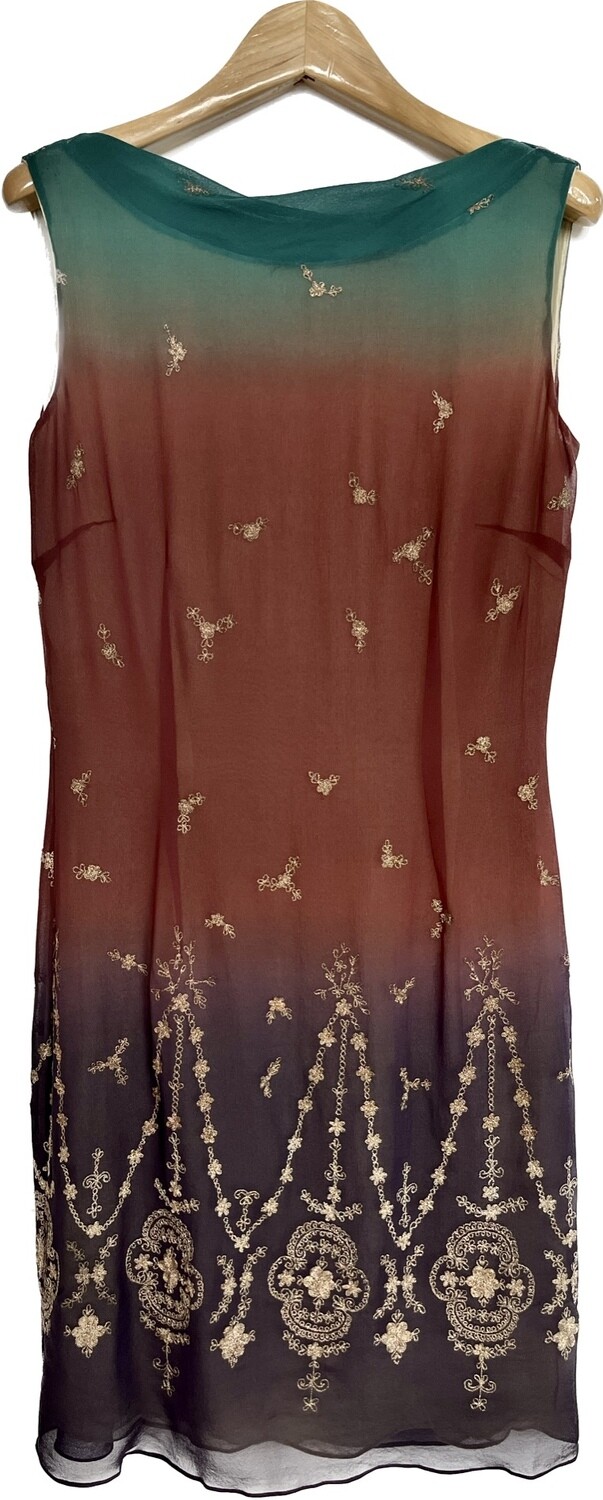 Gold embroidered silk Dress