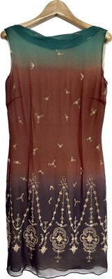 Gold embroidered silk Dress