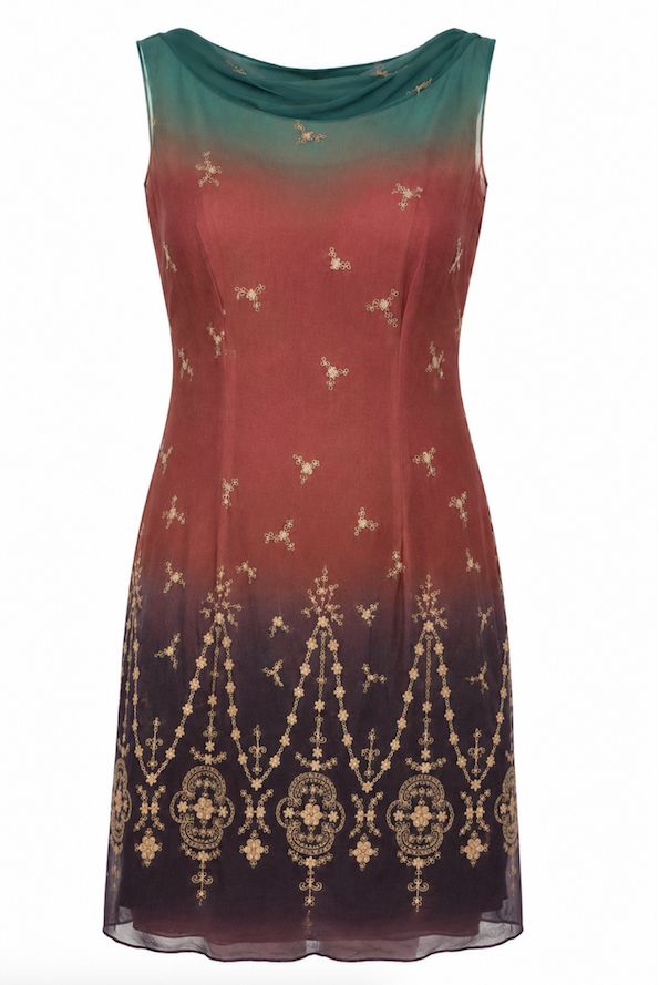 Gold embroidered silk Dress