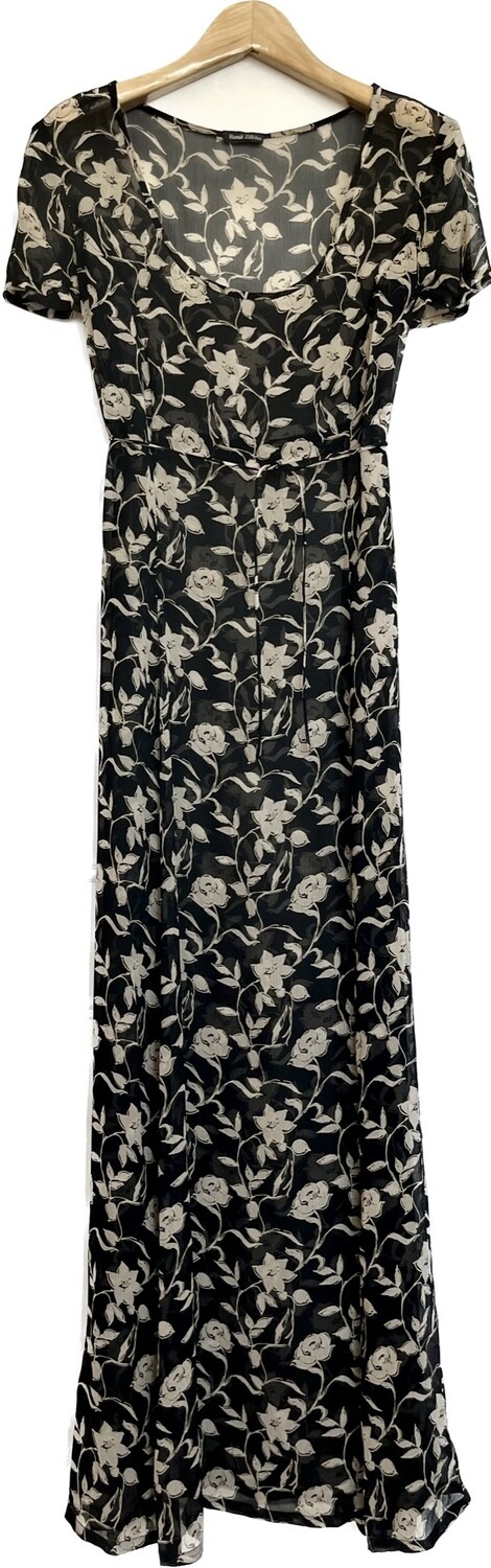 Monochrome Print Silk Maxi Dress