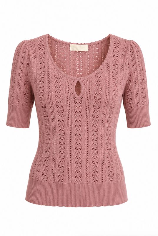 Pink Pointelle Knit Top Pink Pointelle Knit Top