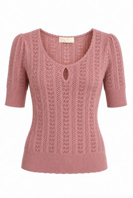 Pink Pointelle Knit  Top