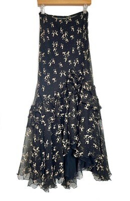 Poodle Print  Silk Maxi Skirt