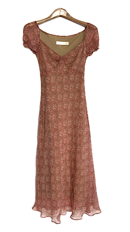 Floral Print Silk Chiffon Midi Dress