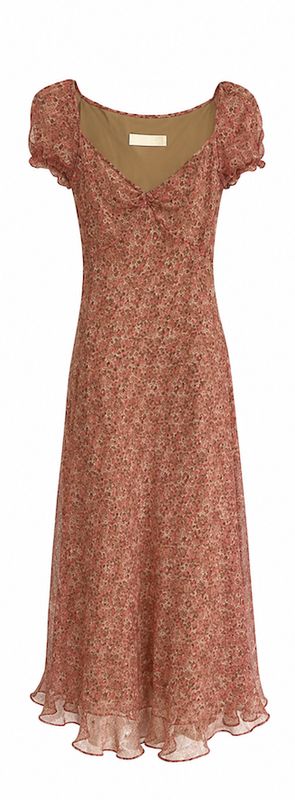 Floral Print Silk Chiffon Midi Dress Floral Print Silk Chiffon Midi Dress