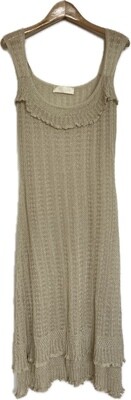 Lacy Knit Dress with Frill Neck and Hem