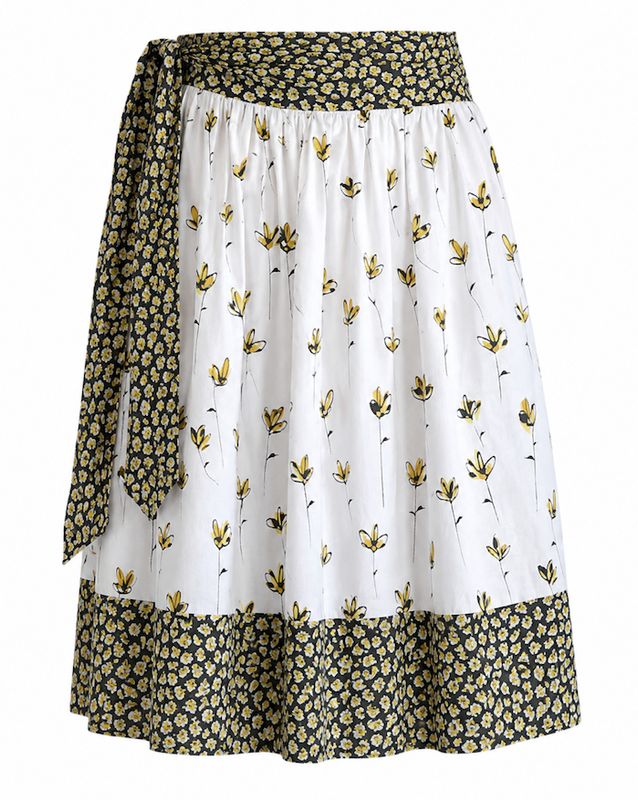 Cotton Print  Flared  Skirt