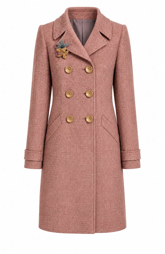 Harris Tweed Coat In Vintage Pink