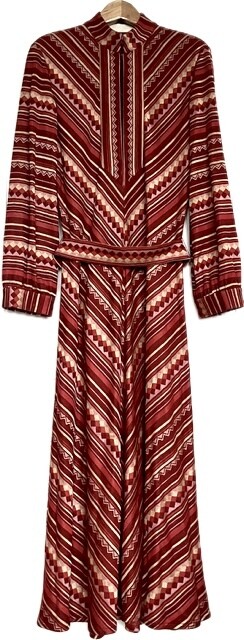 Geometric Print Silk Jersey Midi Dress with Belt