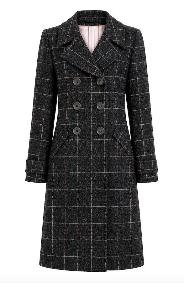Harris Tweed Checked Coat in Charcoal Grey Harris Tweed Checked Coat in Charcoal Grey