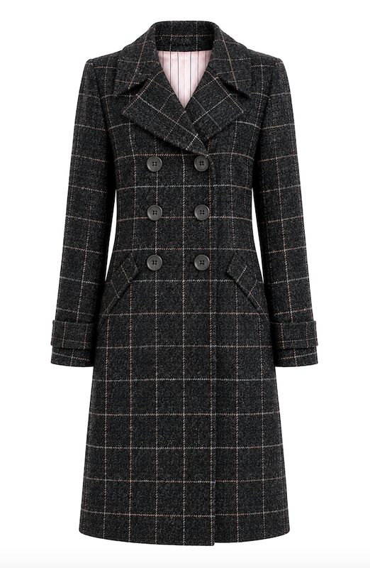Harris Tweed Checked Coat in Charcoal Grey Harris Tweed Checked Coat in Charcoal Grey