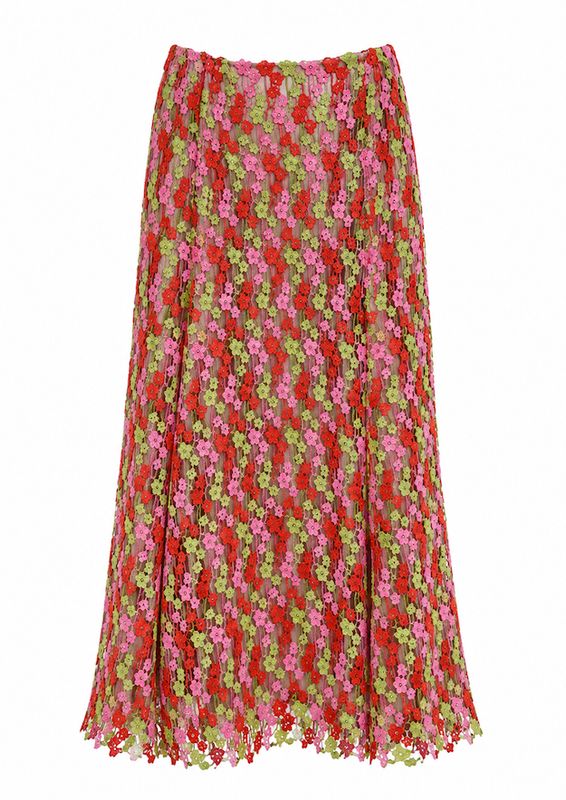 Guipure Lace Midi Skirt