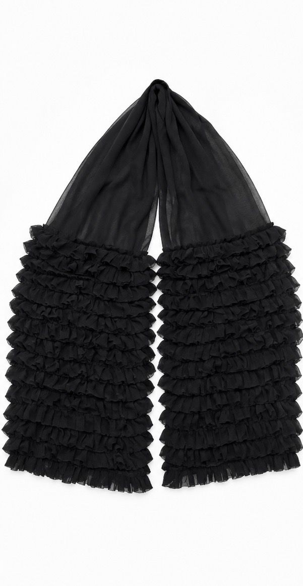 Black Silk Chiffon Frill Scarf Black Silk Chiffon Frill Scarf