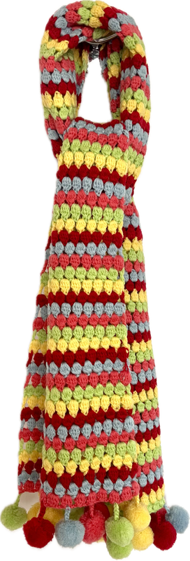 Cashmere Crochet Pom Pom Long Scarf