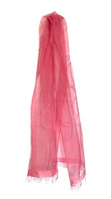 Pink Silk Organza Embroidered Shawl