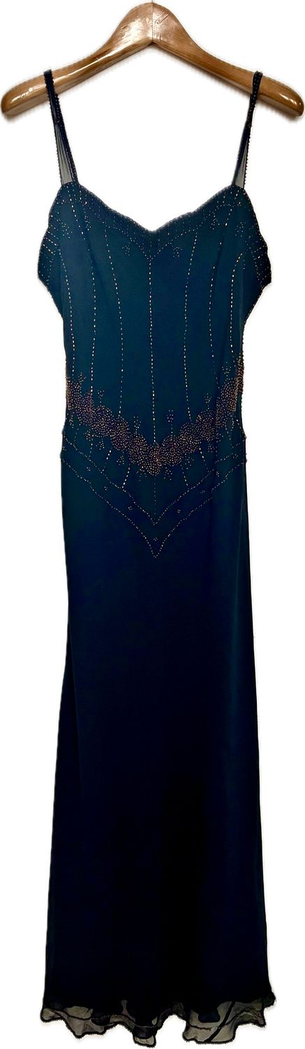 Long Black Silk Beaded Dress Long Black Silk Beaded Dress