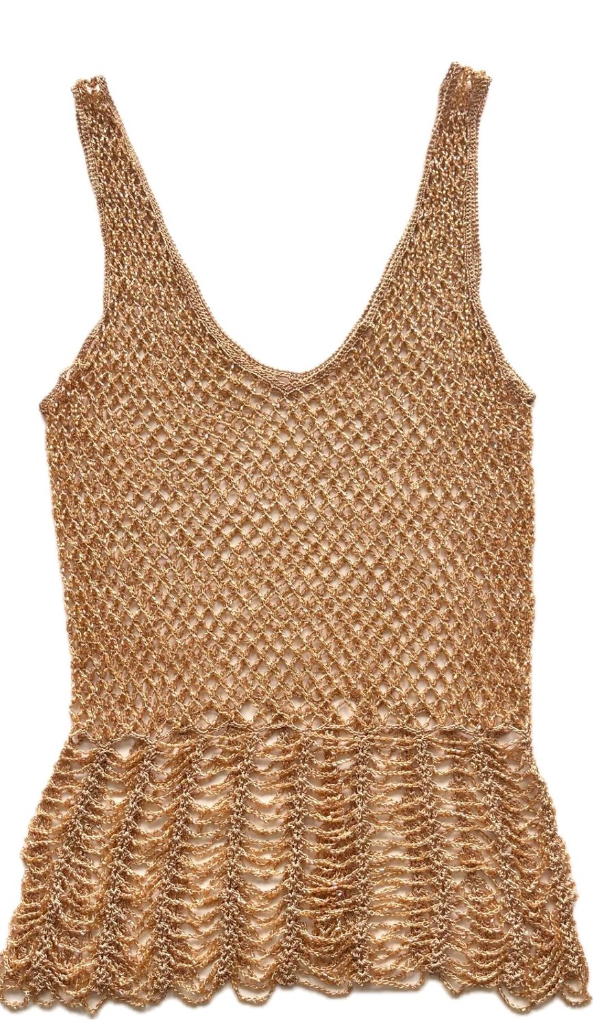 Gold Beaded Sleeveless Top