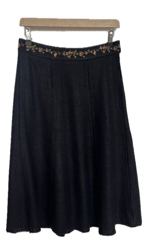 Black Silk Panelled Skirt
