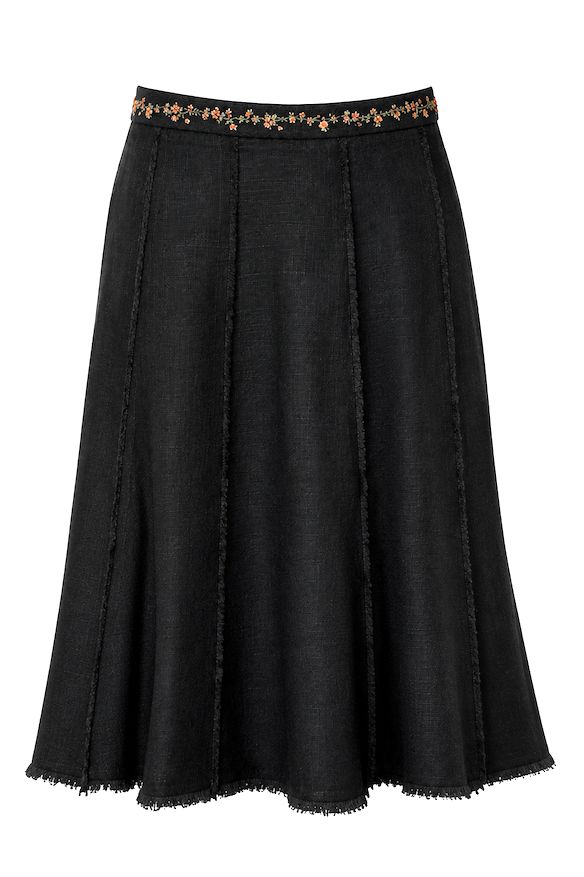 Black Silk Panelled Skirt