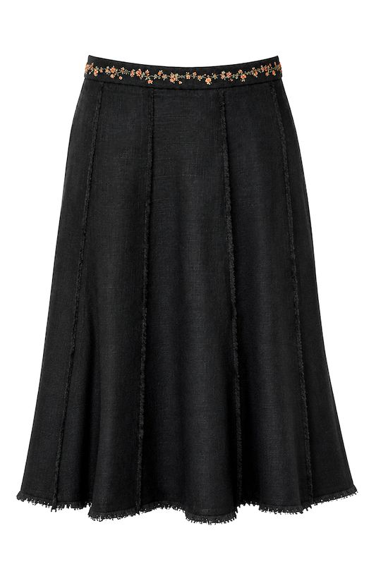 Black Silk Panelled Skirt