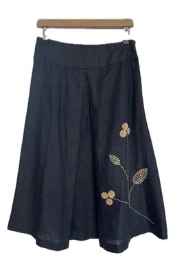 Linen Midi Front Pleat Skirt Linen Midi Front Pleat Skirt