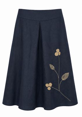Linen Front Pleat Skirt Linen Front Pleat Skirt