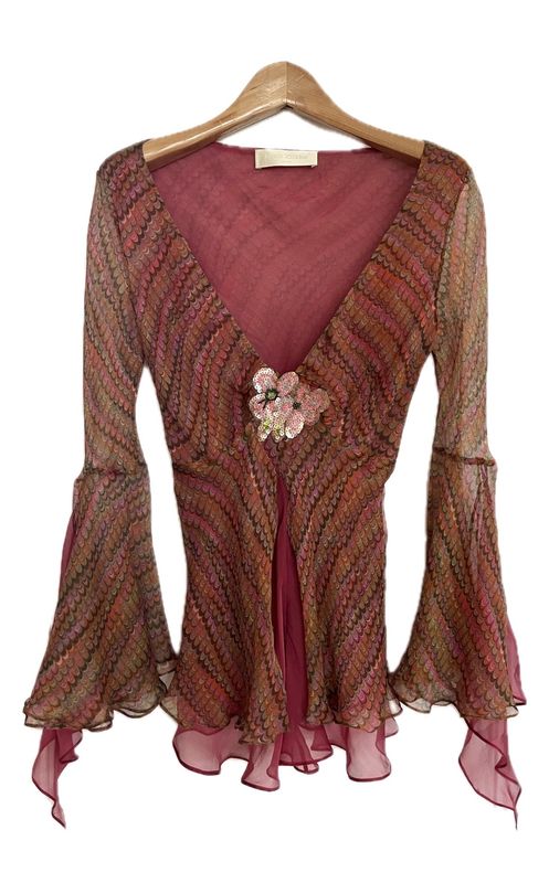 Eclectic print chiffon layered top
